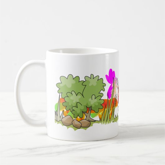 ファンタジー紫の妖精と魔法のキノコ コーヒーマグカップ (左)