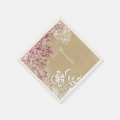ファンタジー紫エレガントの白い花がパーソナライズ スタンダードカクテルナプキン (角)