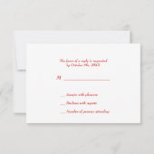 ファンタジー結婚の赤と金ゴールドアジアのドラゴン 出欠カード (裏面)