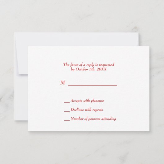 ファンタジー結婚の赤と金ゴールドアジアのドラゴン 出欠カード (裏面)