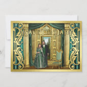 ファンタジー結婚の金ゴールドグリッター中世フォトフレーム セーブザデート (正面)