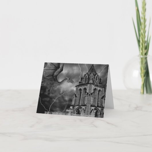 ファンタジー結婚テーマのドラゴン日付を保存 案内状 (裏面)