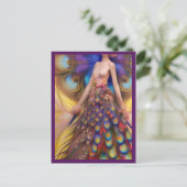 ファンタジー結婚ピーコックドレスフェアヤーブルウッドランド ポストカード (スタンド正面)