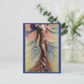 ファンタジー結婚孔雀のドレスフェアリータールブライドポスト ポストカード (スタンド正面)