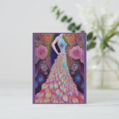 ファンタジー結婚孔雀のドレスフェアリータールブライドポスト ポストカード (スタンド正面)