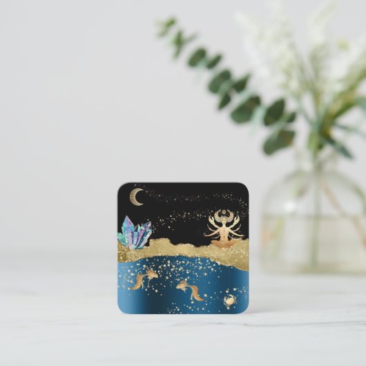 *~*ファンタジー結晶天のがん金ゴールド スクエア名刺 (スタンド正面)