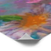 ファンタジー絵を描の花はピンクとターコイズ ポスター (角)