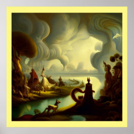 ファンタジー絵を描の6 – ビレッジランドスケープ ポスター