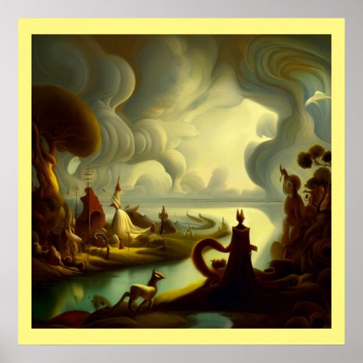 ファンタジー絵を描の6 – ビレッジランドスケープ ポスター (正面)