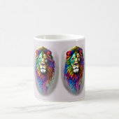 ファンタジー絵を描ドリップレインボーカラーズライオン コーヒーマグカップ (中央)