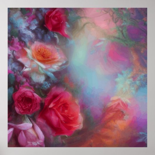 ファンタジー絵を描バラインピーチヴィンテージ植物学 ポスター (正面)