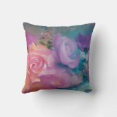 ファンタジー絵を描バラ、ピンクと紫のヴィンテージ クッション (裏面)