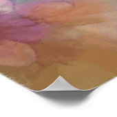 ファンタジー絵を描ヴィンテージ花（水色） ポスター (角)