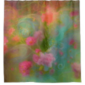 ファンタジー絵を描花の温水色植物 シャワーカーテン (正面)