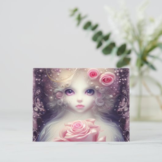 ファンタジー絵画のサイエンスフィクションのベビー猫 ポストカード (スタンド正面)