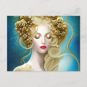 ファンタジー絵画の官能的な女性の水泳群 ポストカード