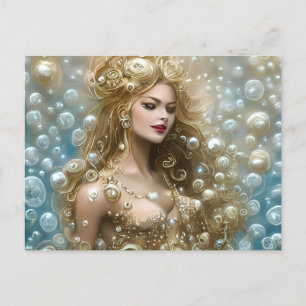 ファンタジー絵画の官能的な女性の水泳群 ポストカード