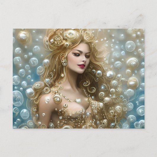 ファンタジー絵画の官能的な女性の水泳群 ポストカード (正面)