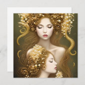 ファンタジー絵画の絶妙な繊細な金ゴールド ノートカード (正面/裏面)