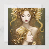 ファンタジー絵画の絶妙な繊細な金ゴールド ノートカード (正面)