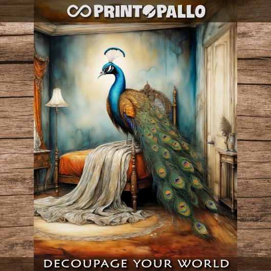 ファンタジー絵画界のクジャクの超現実的な姿 薄葉紙