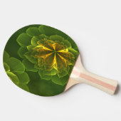 ファンタジー緑の黄色いフラクタル花 卓球ラケット (横)