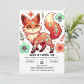 ファンタジー編集可能キツネデジタル誕生日 招待状 (スタンド正面)