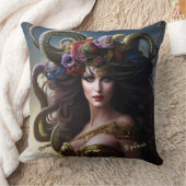 ファンタジー美しいメドゥサフラワー&ヘビ クッション (ブランケット)