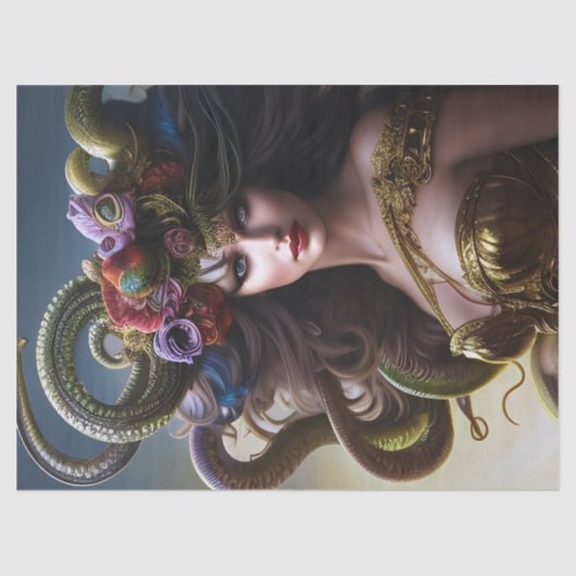 ファンタジー美しいメドゥーサ花ヘビ切り離し 薄葉紙 (正面)