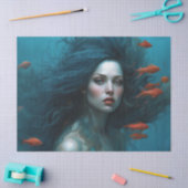 ファンタジー美しい人魚のプリンセスの切り離 薄葉紙 (クラフト)