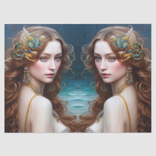 ファンタジー美しい人魚のプリンセスの切り離 薄葉紙 (正面)