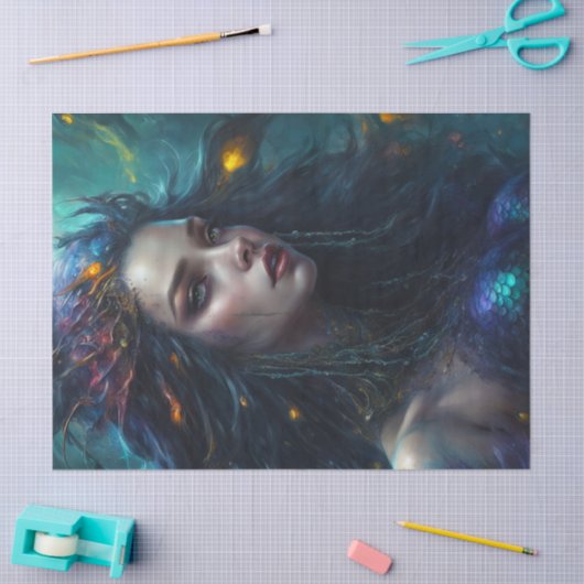 ファンタジー美しい人魚のプリンセスの切り離 薄葉紙 (クラフト)