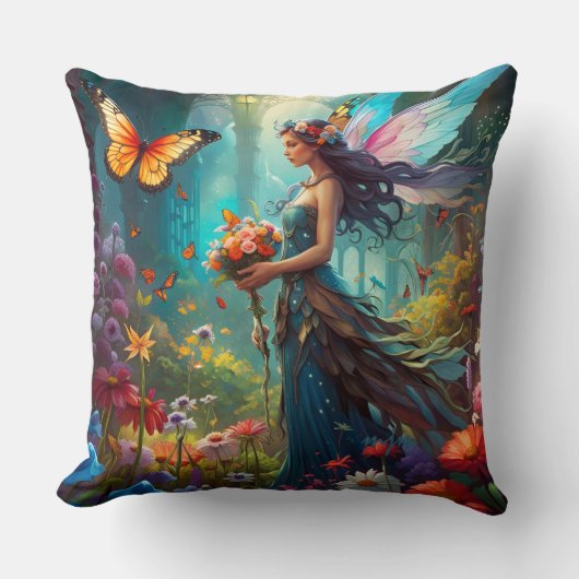 ファンタジー美しい妖精の花園 クッション (正面)