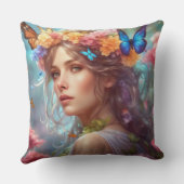 ファンタジー美しい妖精の蝶の花の庭 クッション (裏面)