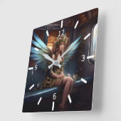 ファンタジー美しい妖精 スクエア壁時計 (傾斜)