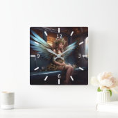 ファンタジー美しい妖精 スクエア壁時計 (ホーム)