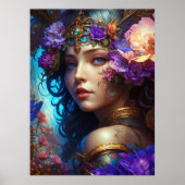 ファンタジー美しい紫色の花の妖精 ポスター (正面)