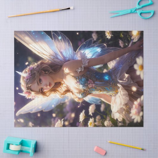 ファンタジー美しい花の妖精の切り離し 薄葉紙 (クラフト)