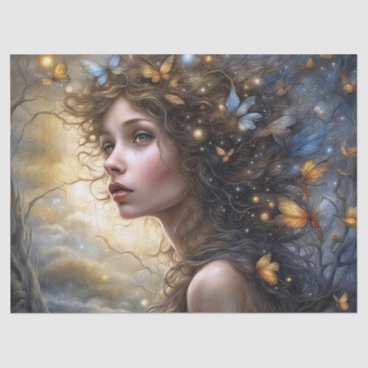 ファンタジー美しい蝶の妖精のデコパージュ 薄葉紙 (正面)