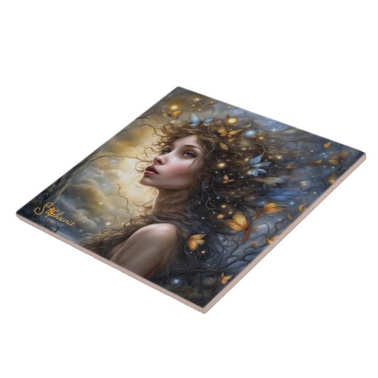 ファンタジー美しい蝶の妖精 タイル (側面)