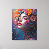 ファンタジー美カラフルしい花フェアリープリンセス キャンバスプリント (正面)