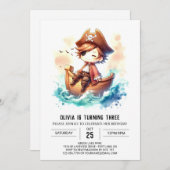 ファンタジー船舶海賊誕生日 招待状 (正面/裏面)