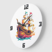 ファンタジー船 ラージ壁時計 (傾斜)