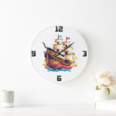 ファンタジー船 ラージ壁時計 (ホーム)