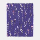 ファンタジー色の花 フリースブランケット (正面)