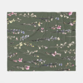ファンタジー色の花 フリースブランケット (正面(横))