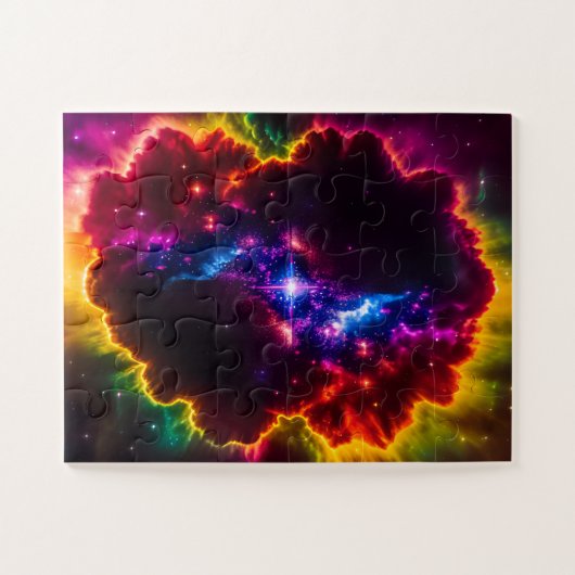 ファンタジー色の雲と星の中心 ジグソーパズル (横)