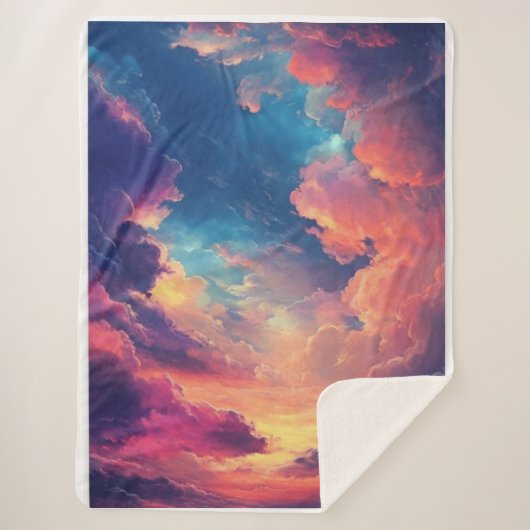 ファンタジー色の雲数々のが漂うスカイビー シェルパブランケット (正面)