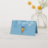 ファンタジー色鮮やかなフクロウの青い目の円 プレイスカード (裏面)