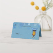 ファンタジー色鮮やかなフクロウの青い目の円 プレイスカード (正面)